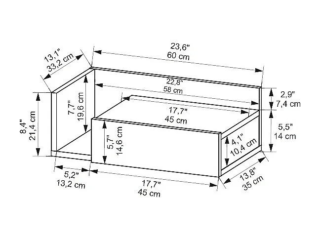Table de chevet HEPHAISTOS- blanc, 21,4x35x60
