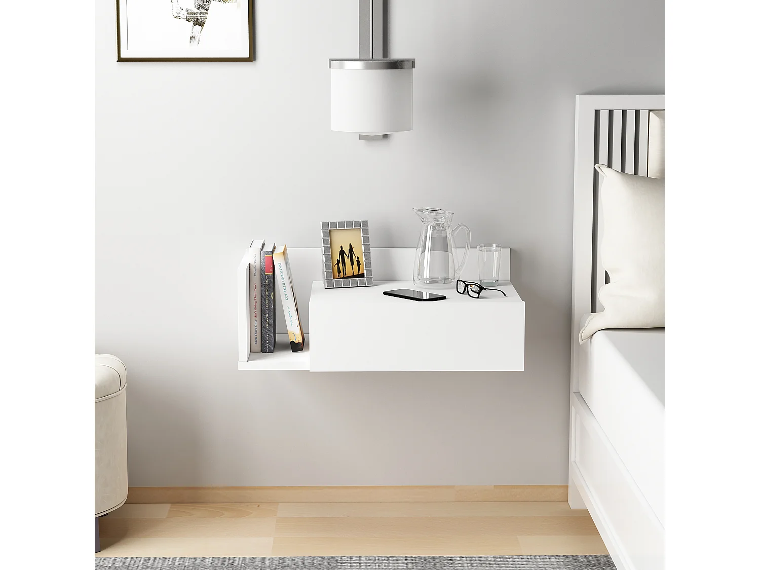 Table de chevet HEPHAISTOS- blanc, 21,4x35x60