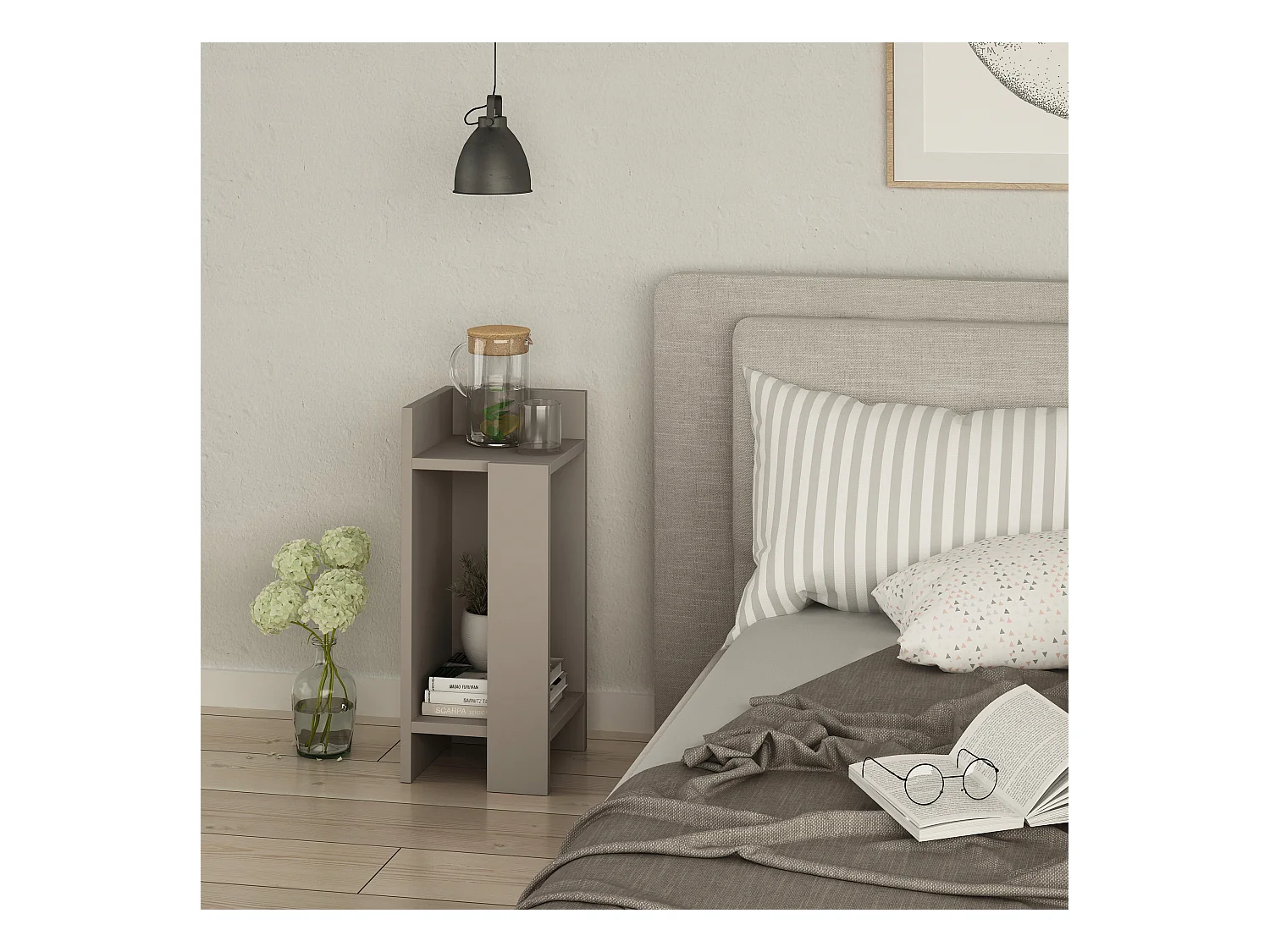 Table de chevet ELOS - module gauche gris anthracite, 60x25x27