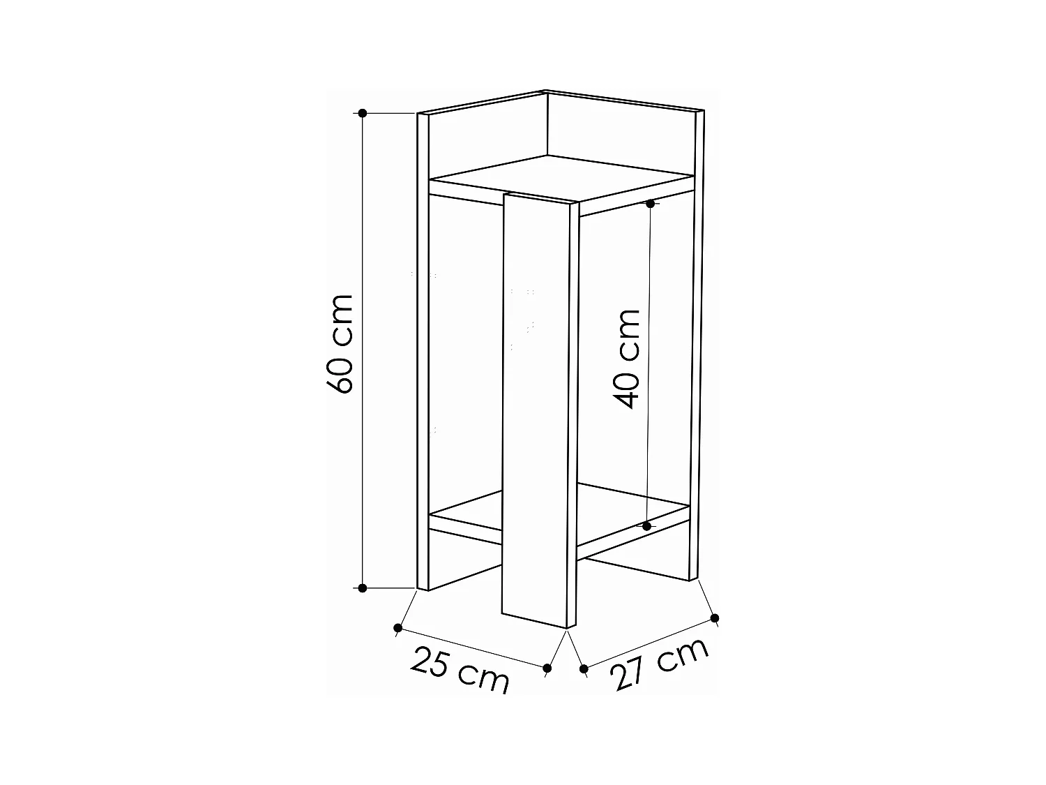 Table de chevet ELOS - module gauche gris anthracite, 60x25x27