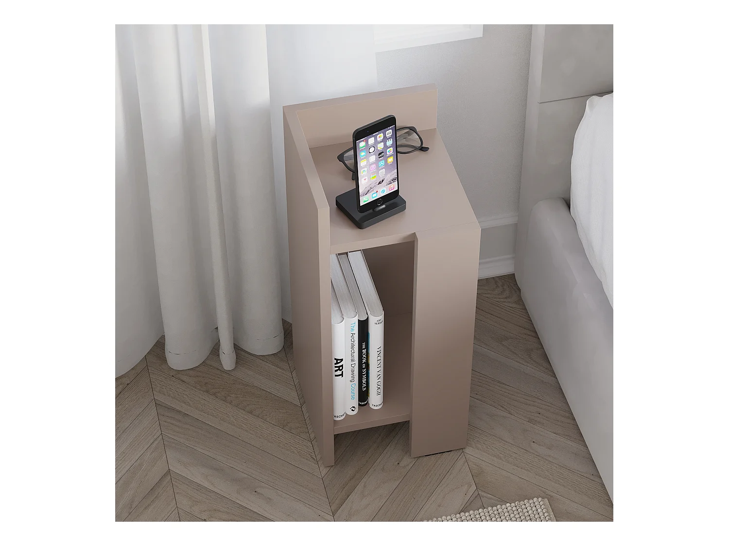 Table de chevet ELOS - module gauche gris anthracite, 60x25x27