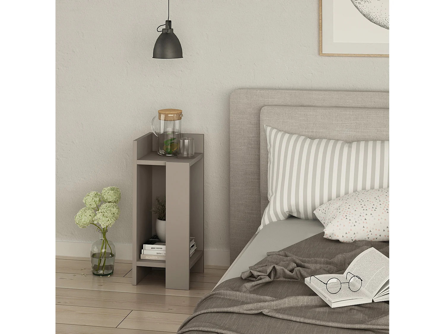 Comodino ELOS- modulo sinistro grigio antracite, 60x25x27