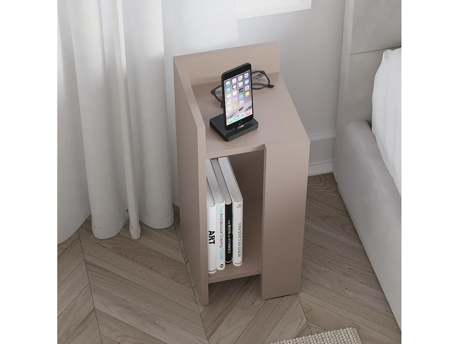 Comodino ELOS- modulo sinistro grigio antracite, 60x25x27