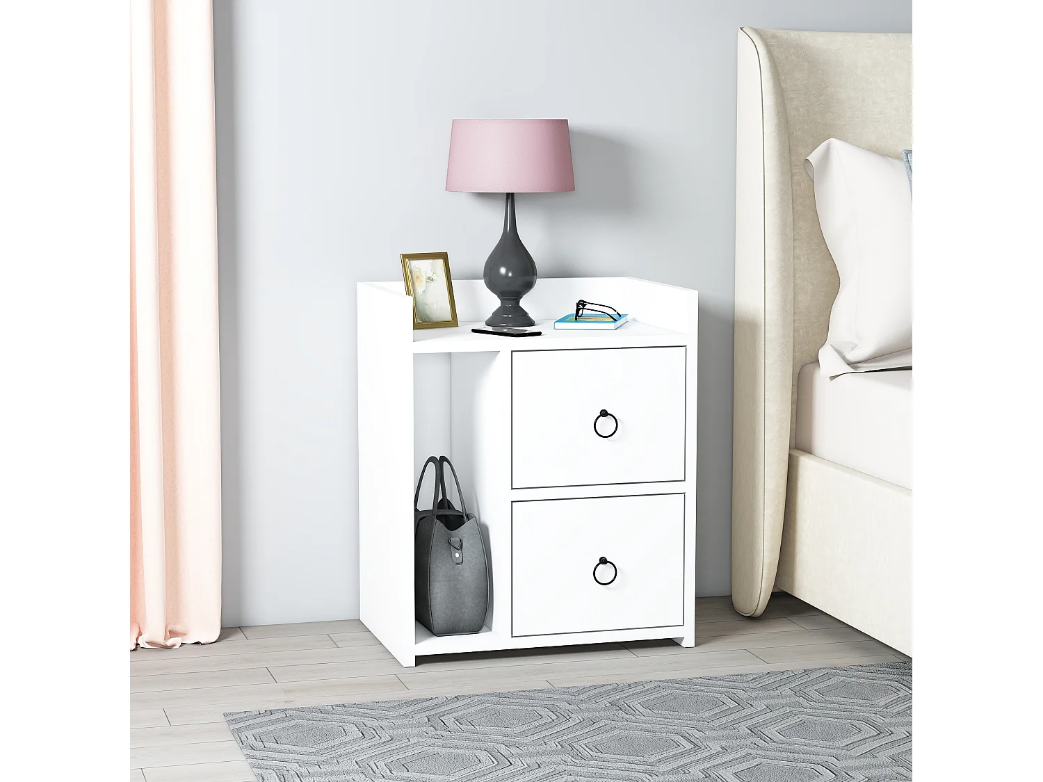 Table de chevet VENUS blanc, 60x35x50