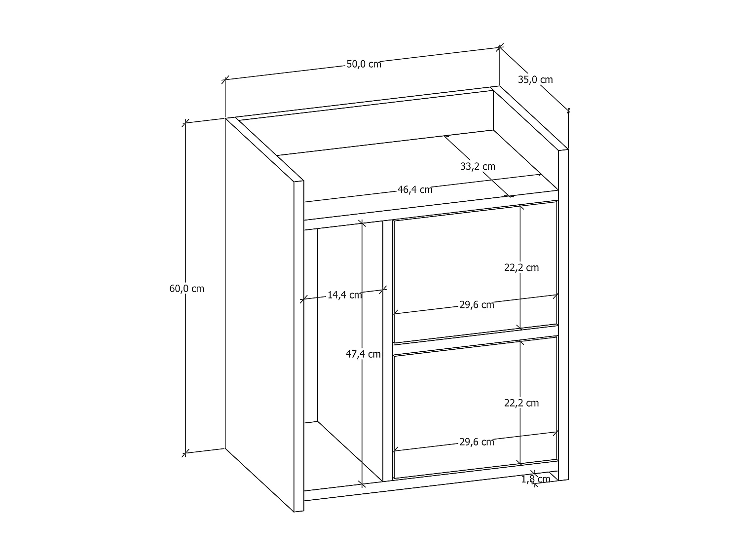 Table de chevet VENUS blanc, 60x35x50