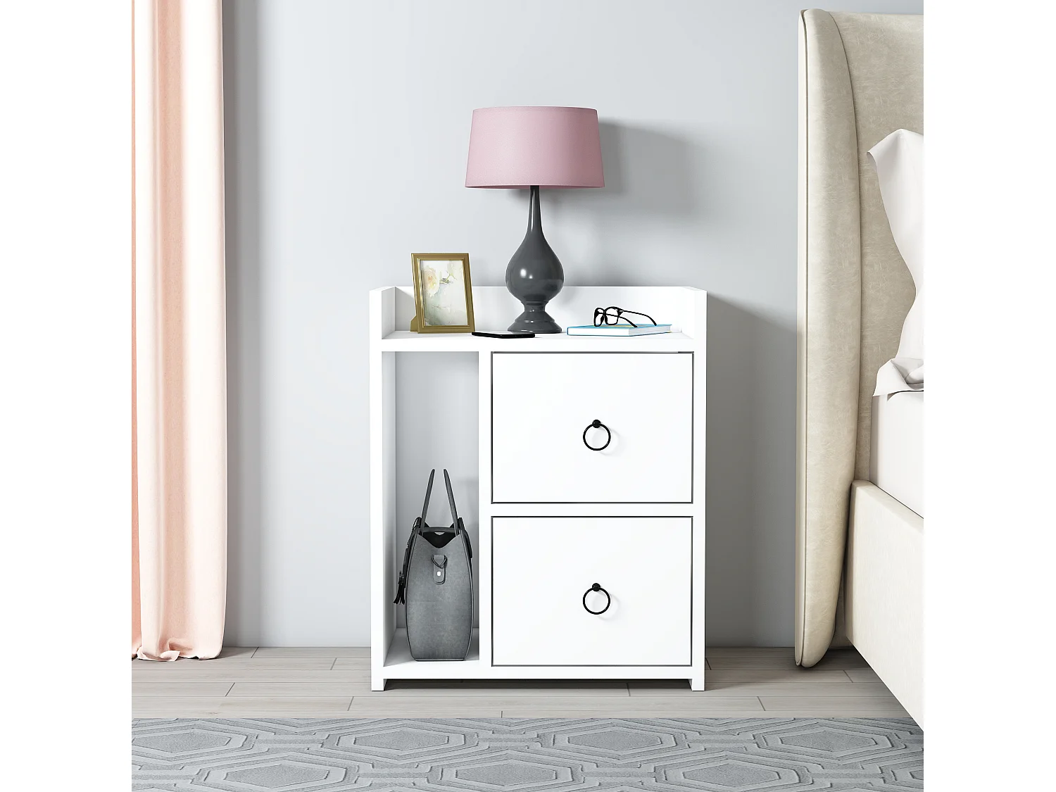 Table de chevet VENUS blanc, 60x35x50