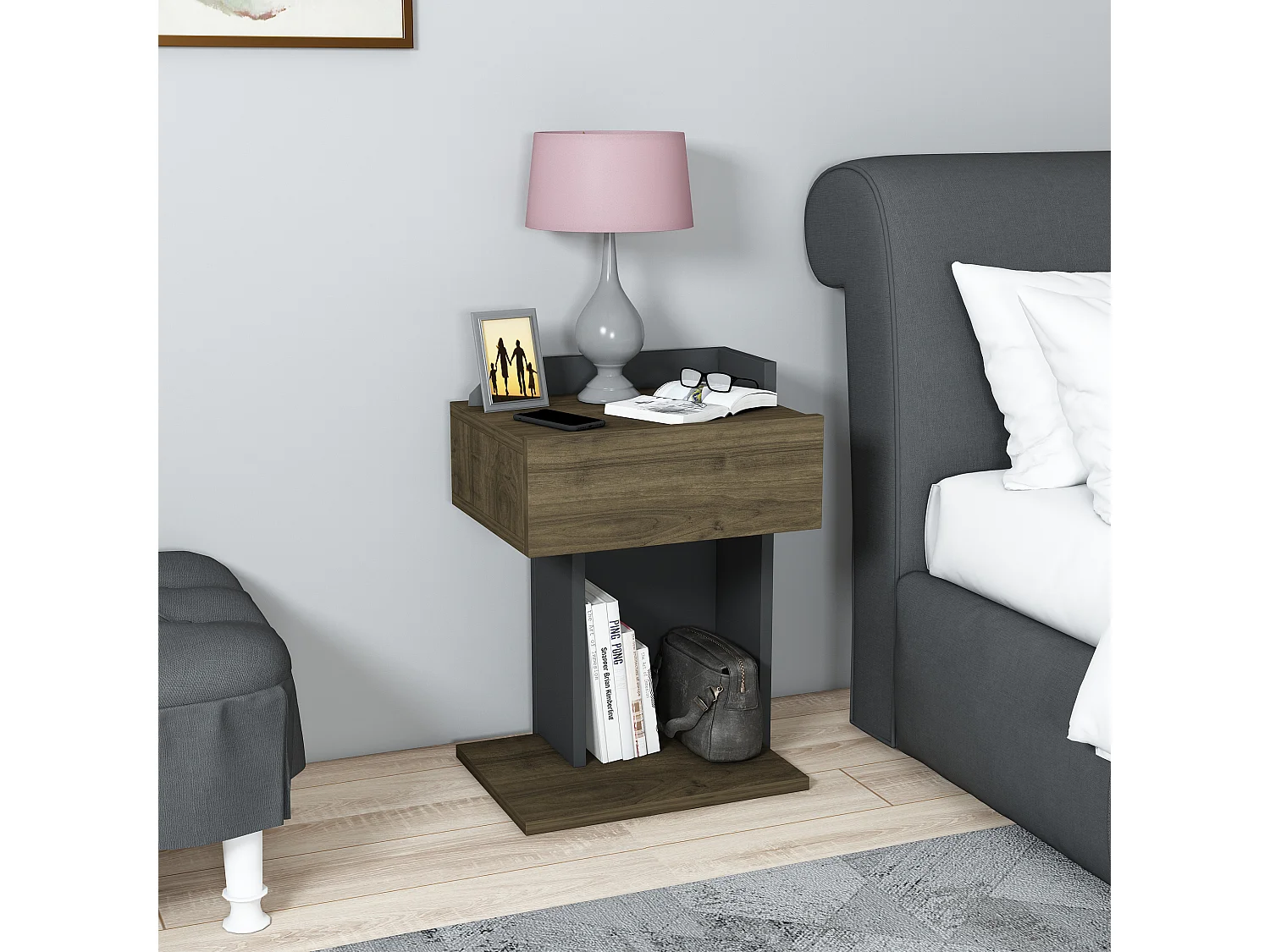 Nachttisch  HERAKLES - Braun, 55x33,2x41,4