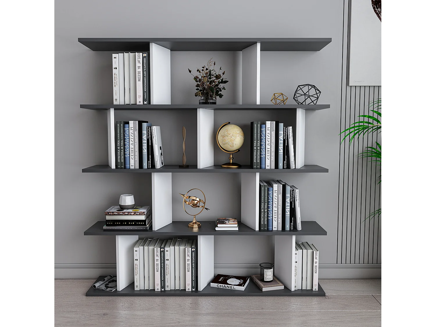 Standregal JORIN- Anthrazit / Weiß, 130x137x25