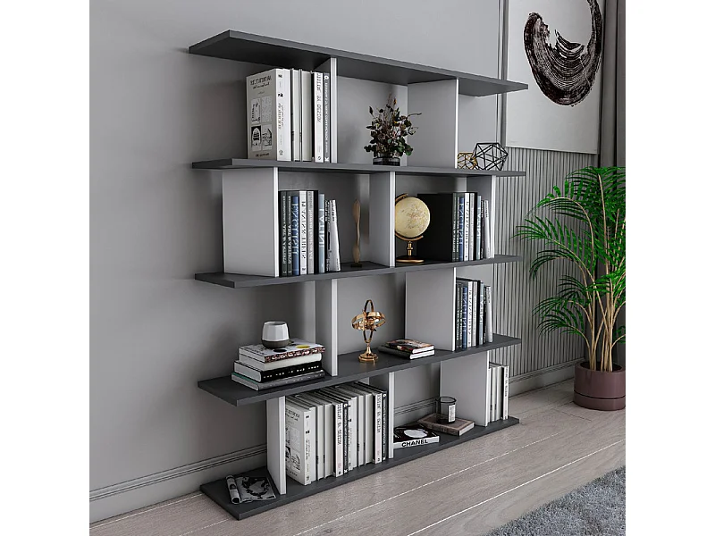 Etagère sur pied JORIN - anthracite / blanc, 130x137x25