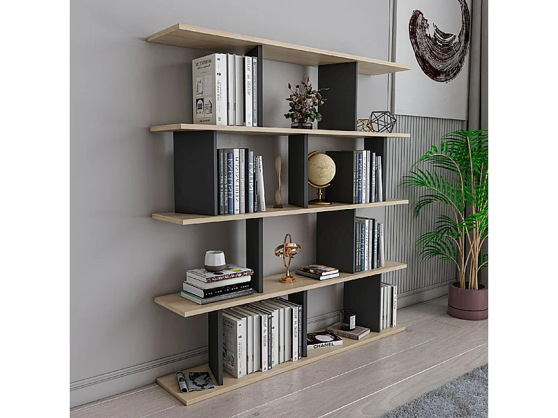 Étagère sur pied JORIN chêne / anthracite, 130x137x25