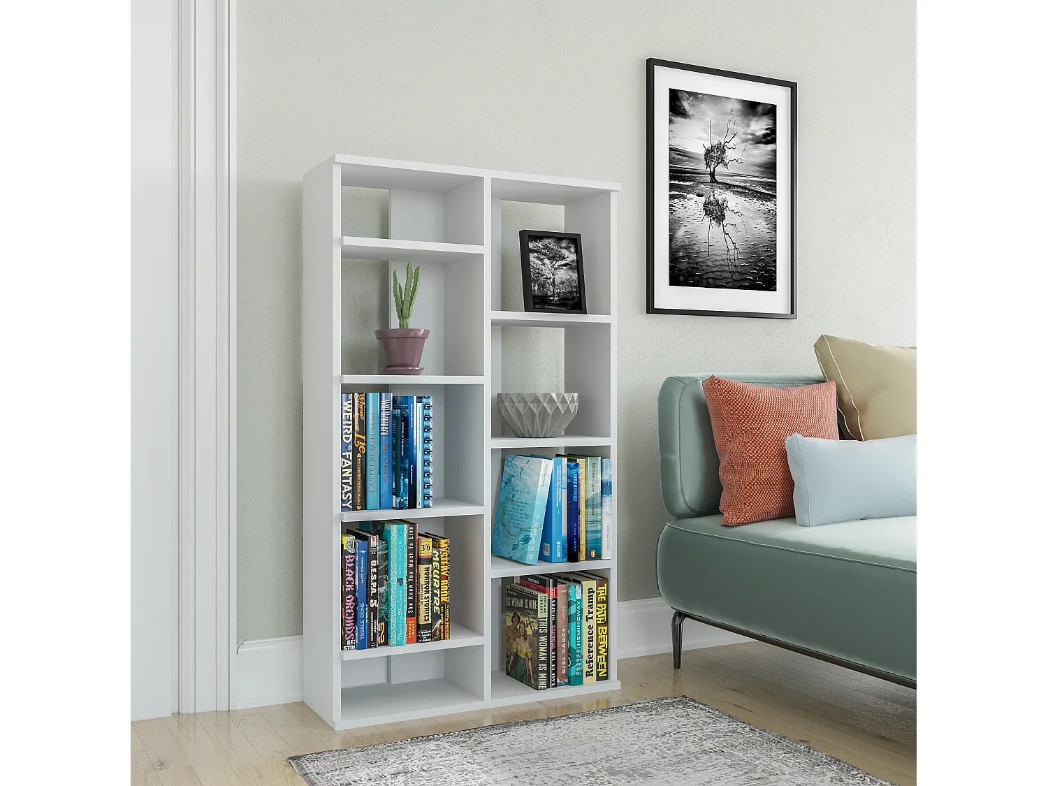 Bookcase KEOTA- Weiß - Weiß, 72x123,6x25