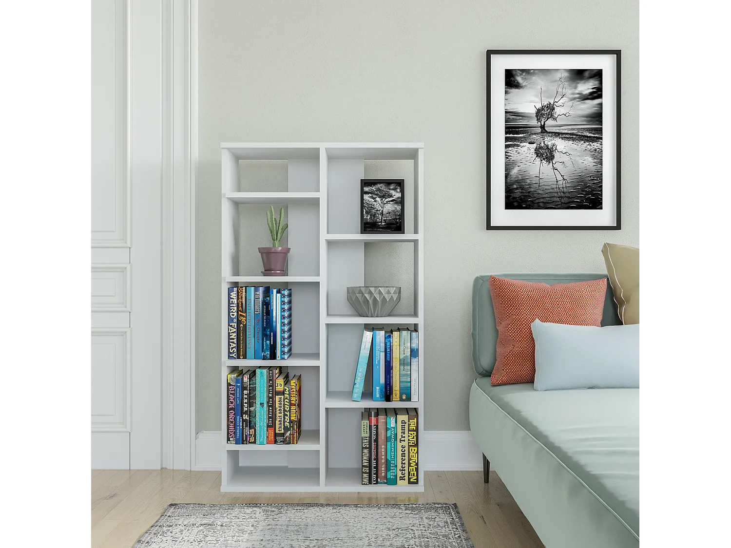 Bookcase KEOTA- Weiß - Weiß, 72x123,6x25