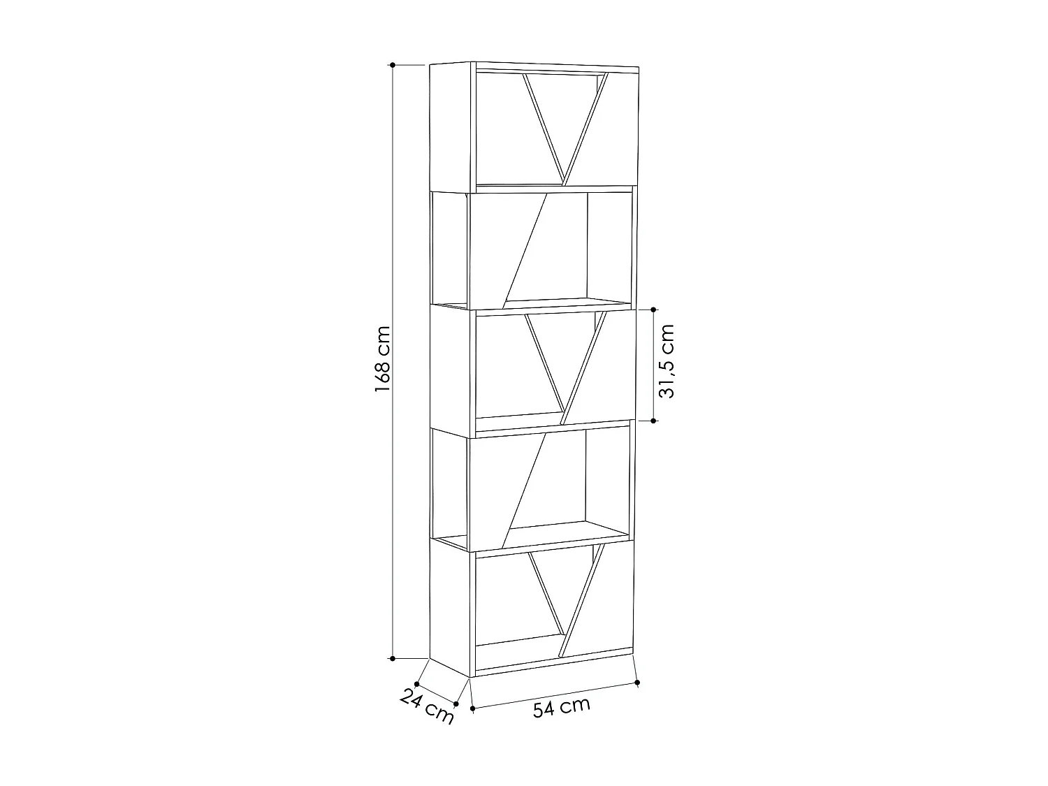 Bücherregal FRAME- Weiß, 54x168x24