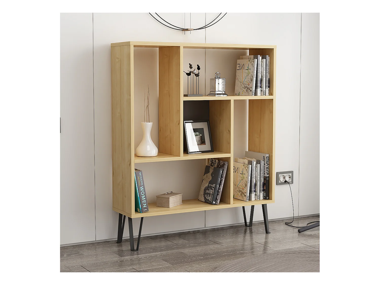 Standregal ARVEN- Eiche/Anthrazit, 90x107,8x25