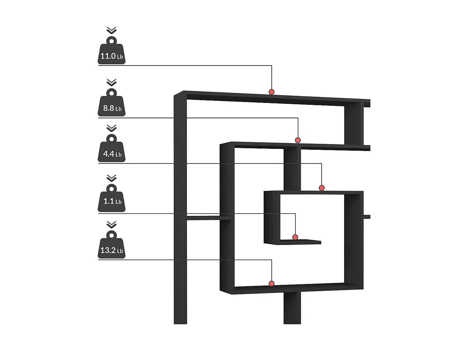 Etagère LABIRENT - anthracite, 125x129x22
