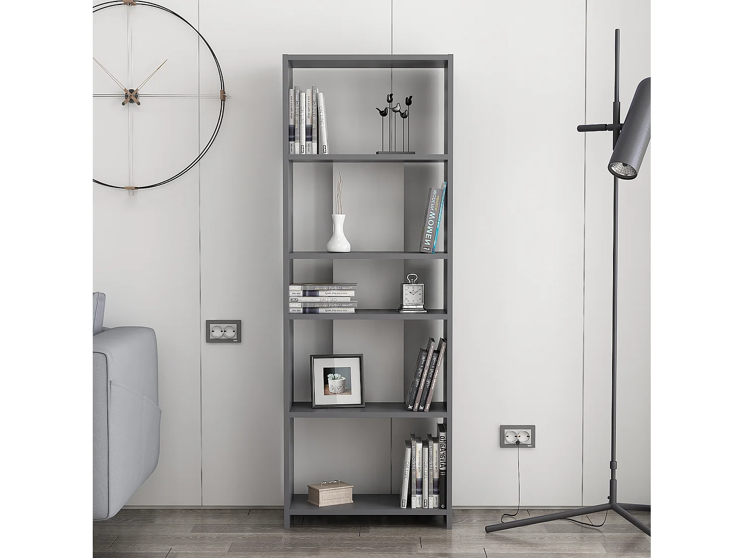 Standregal DIOSP- Anthrazit / Weiß, 56,9x160x25