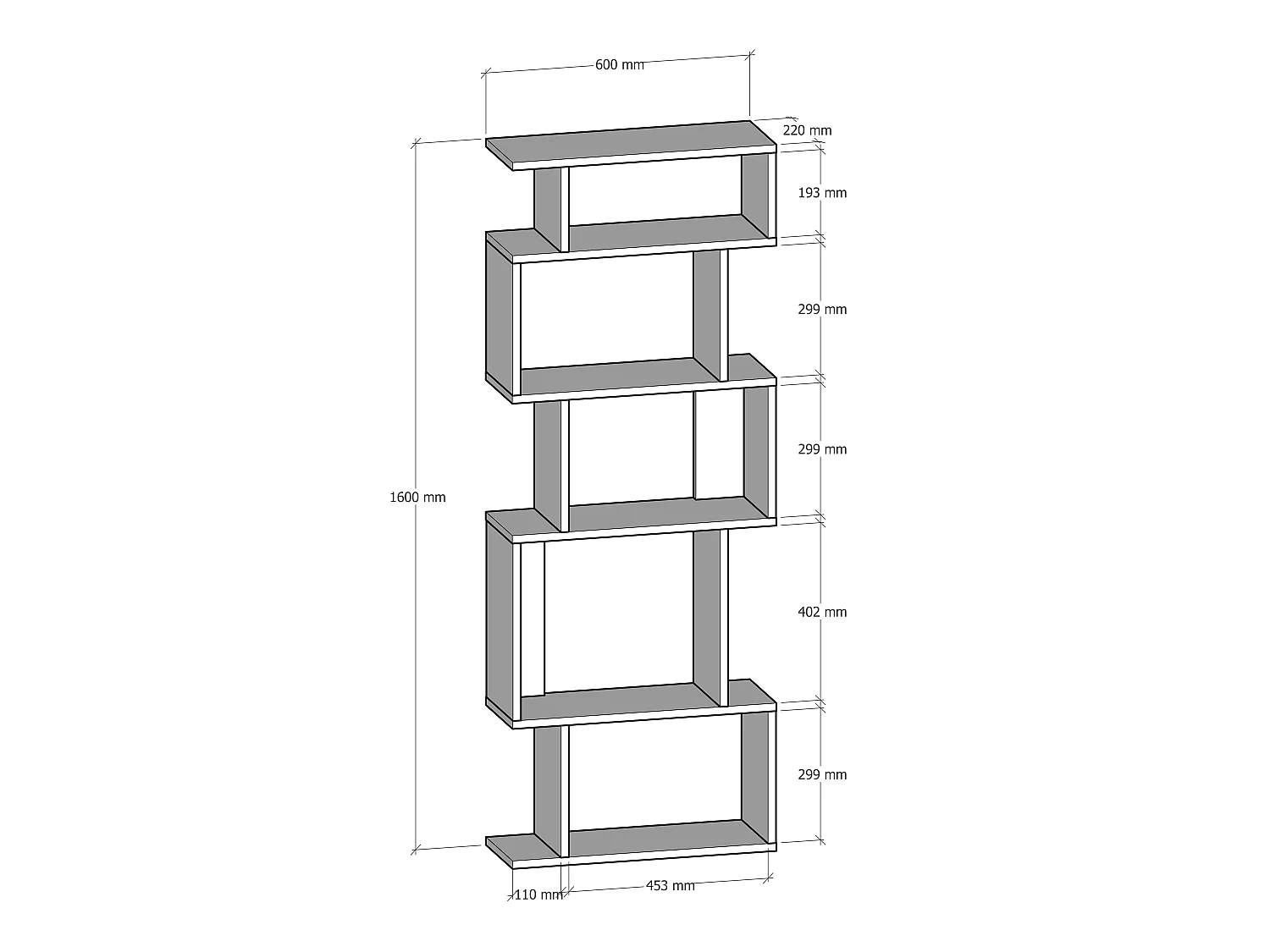 Standregal EROS- Dunkle Eiche / Anthrazit, 60x160x22