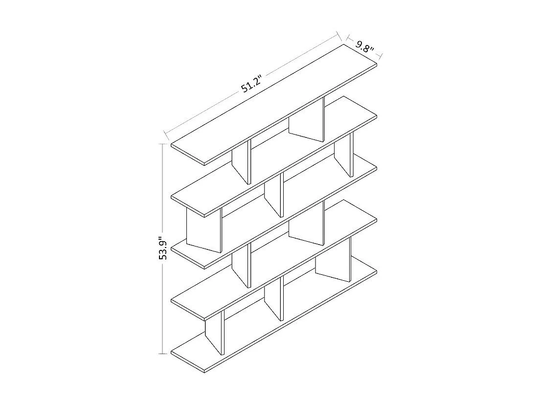 Etagère sur pied JORIN - chêne blanc, 130x137x25