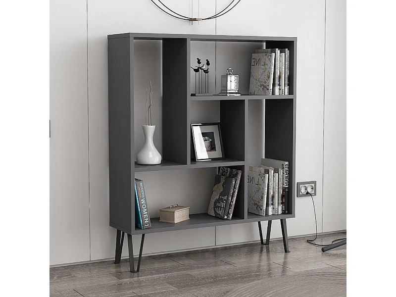 Standregal ARVEN- Anthrazit / Weiß, 90x107,8x25