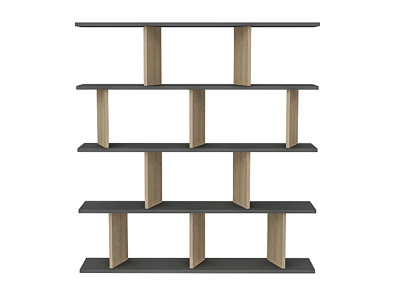 Bookcase JORIN-  Anthrazit -  Eiche , 130x137x25