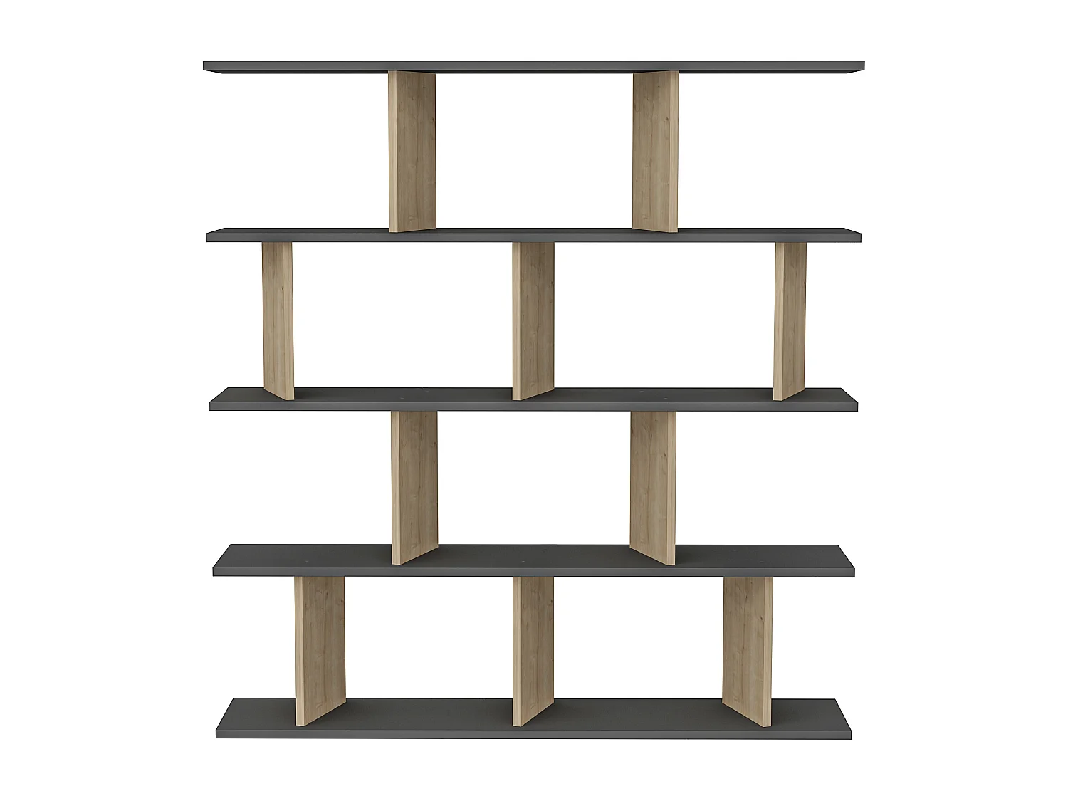 Bookcase JORIN-  Anthrazit -  Eiche , 130x137x25