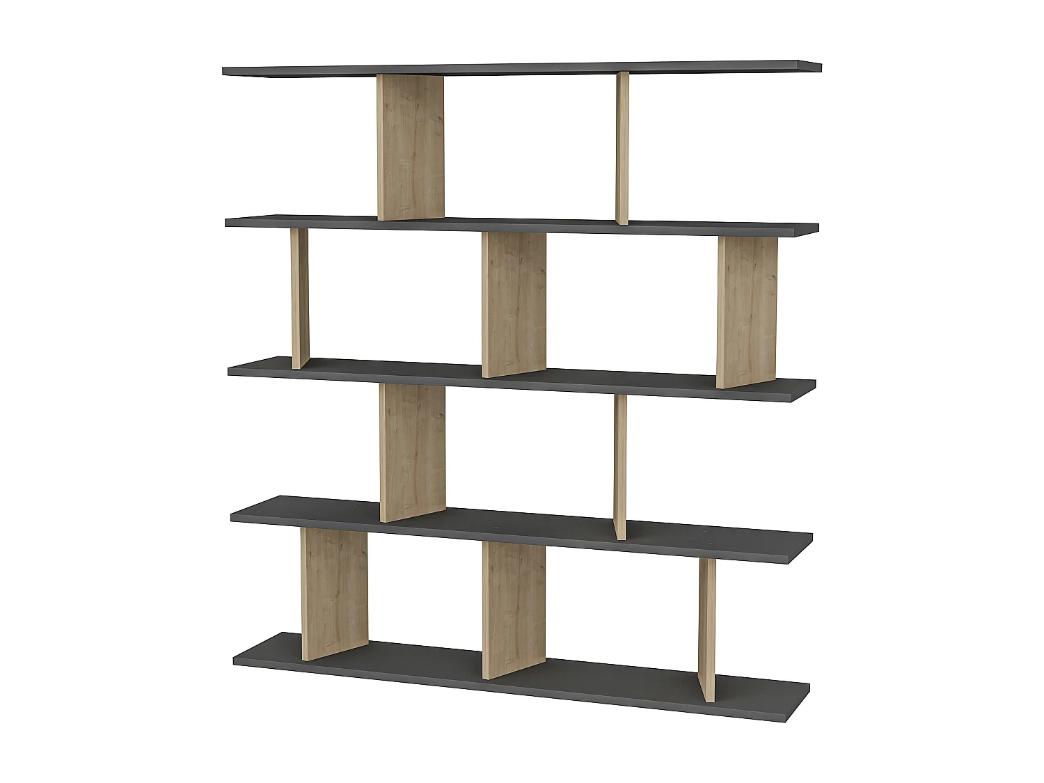 Bookcase JORIN-  Anthrazit -  Eiche , 130x137x25