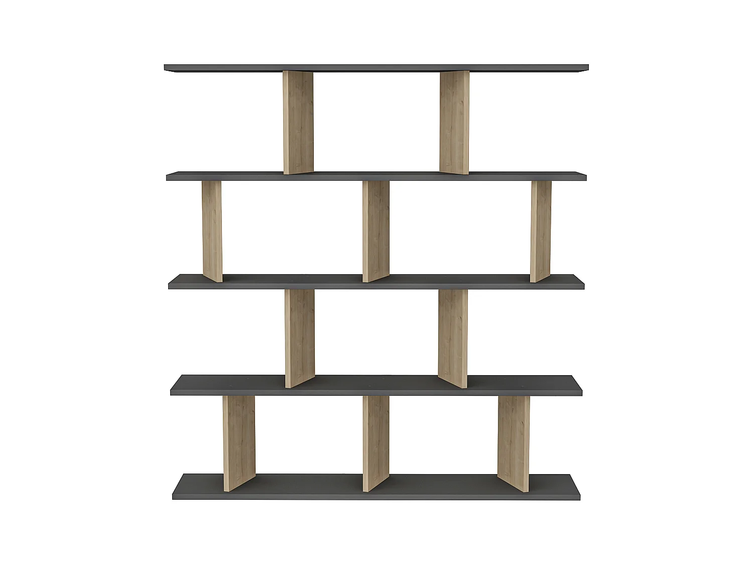 Bibliothèque JORIN - anthracite - chêne, 130x137x25