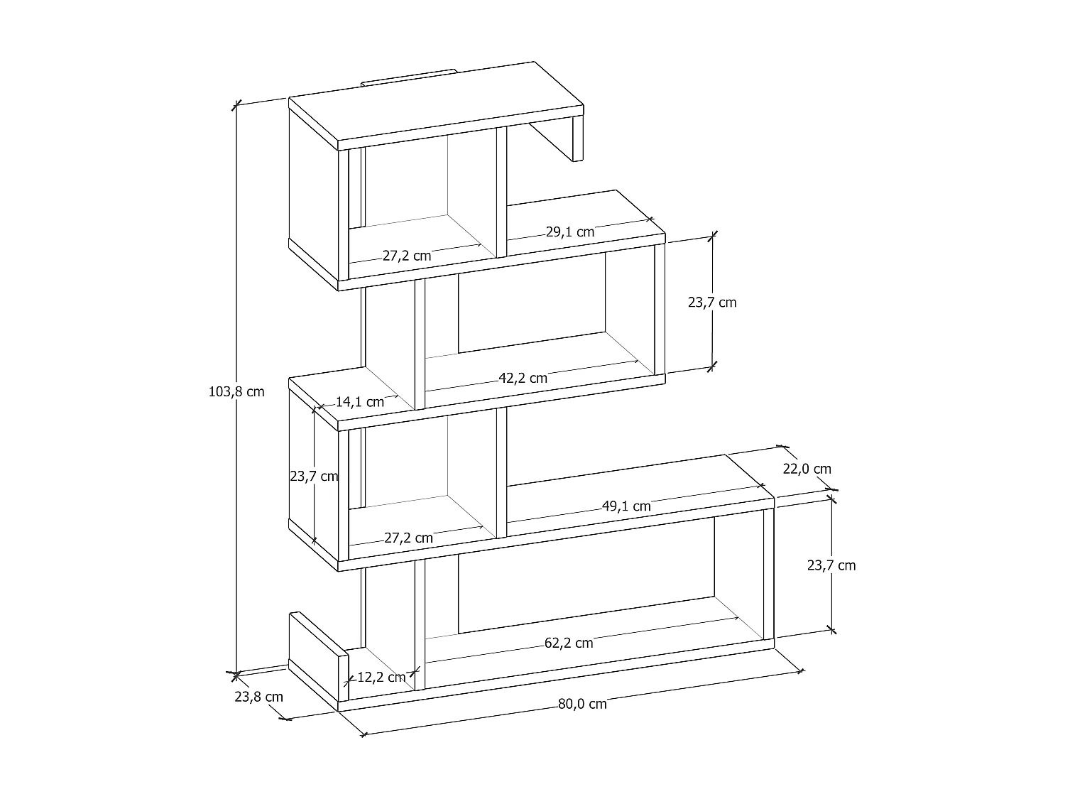 Bookcase ARES- Frig/Frig, 80x103,8x23,8