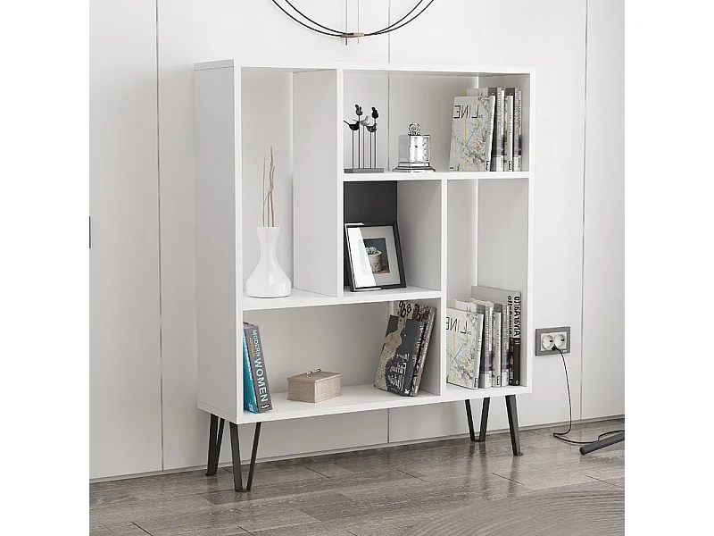 Etagère sur pied ARVEN - blanc / anthracite, 90x107,8x25