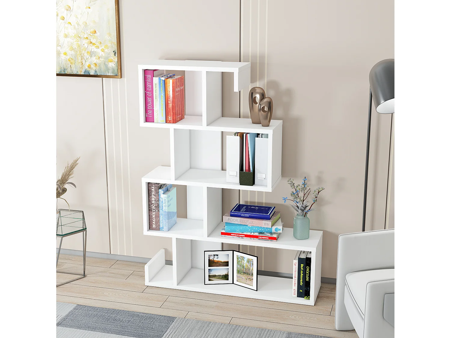 Boekenkast ARES- wit/wit, 80x103,8x23,8