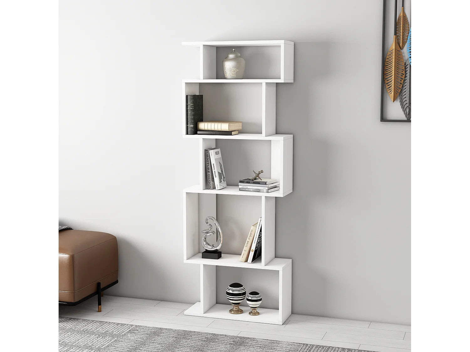 Étagère sur pied EROS - blanc / blanc, 60x160x22