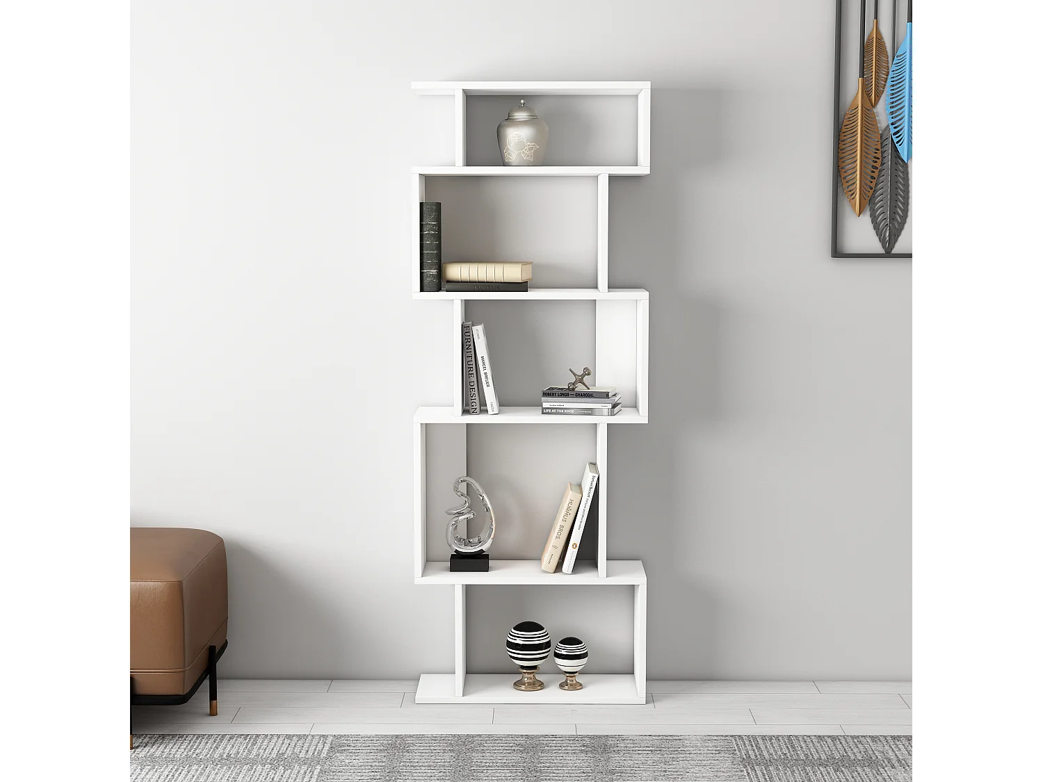 Étagère sur pied EROS - blanc / blanc, 60x160x22