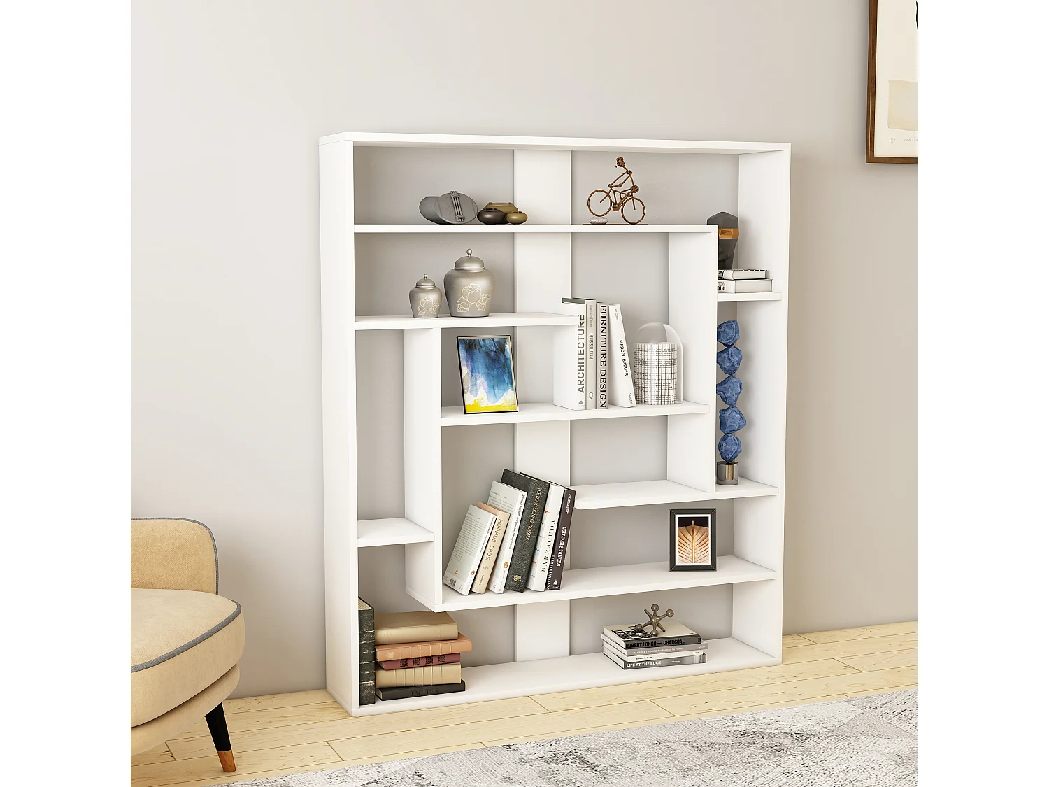 Etagère sur pied POSEIDON- blanc, 114x132x22