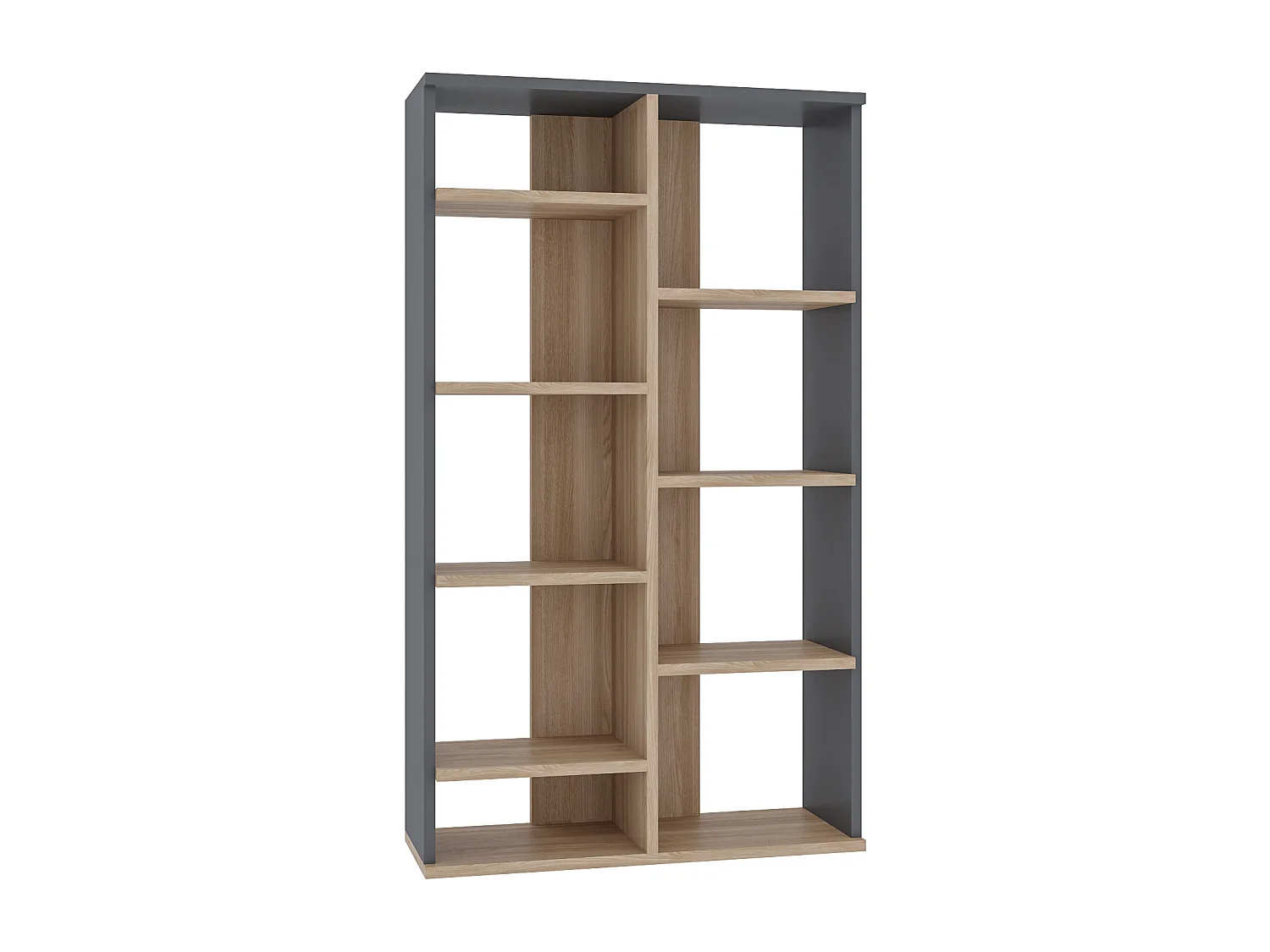 Boekenkast KEOTA - eiken - antraciet, 72x123,6x25