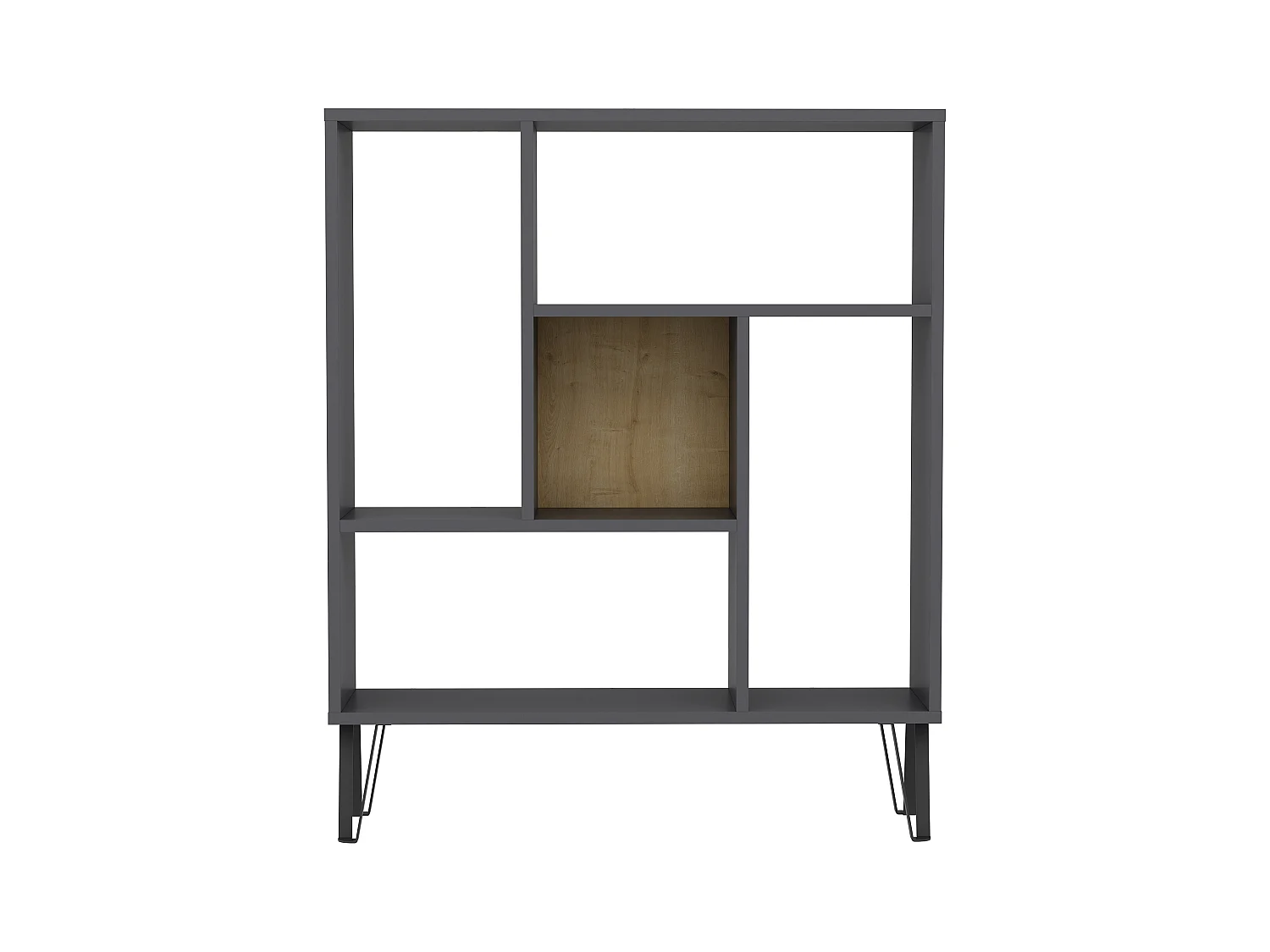Etagère sur pied ARVEN - anthracite/chêne, 90x107,8x25