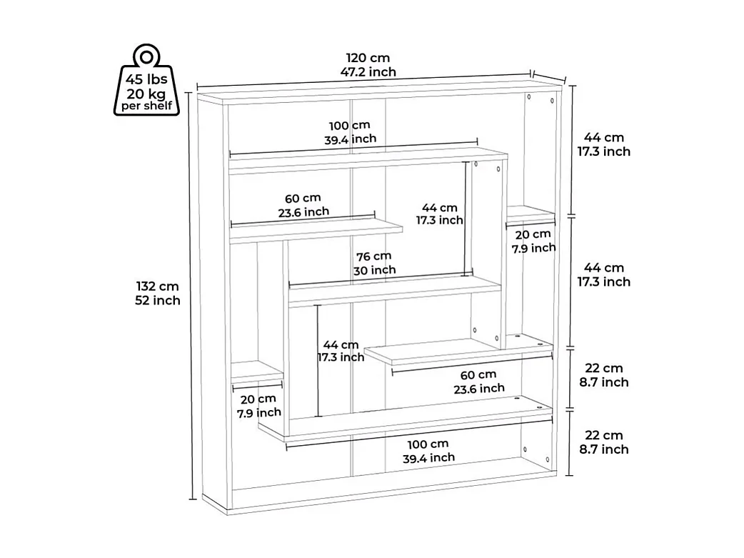 Mensola in piedi POSEIDON- nero, 114x132x22