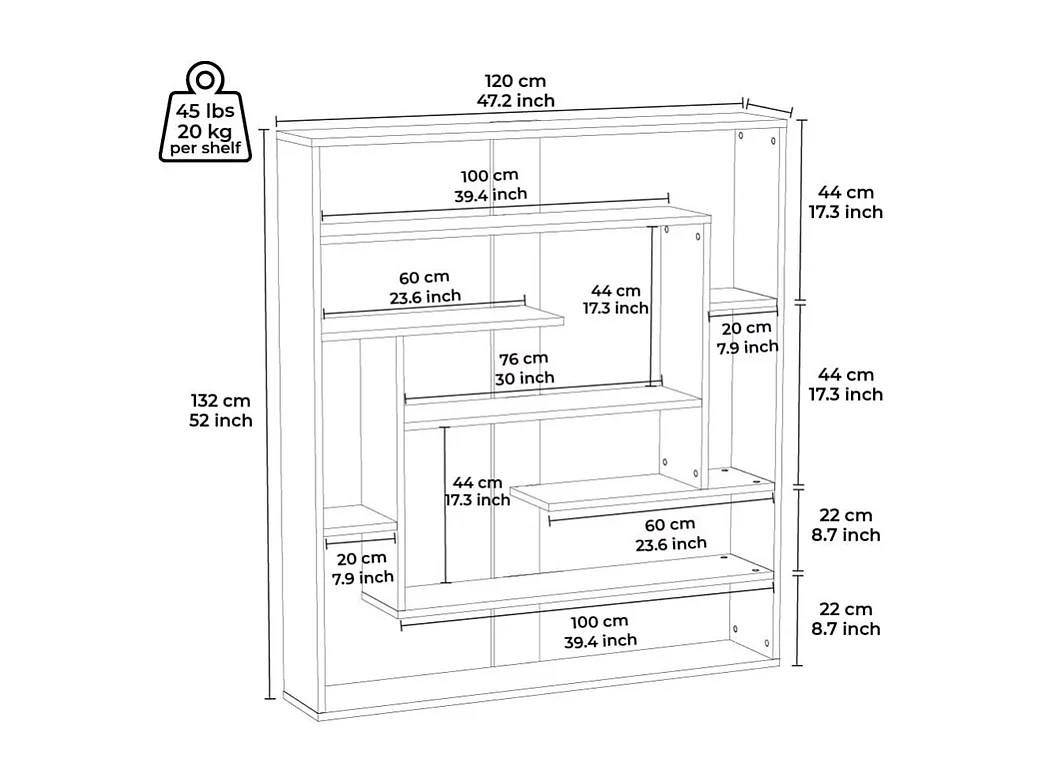 Staande plank POSEIDON- zwart, 114x132x22
