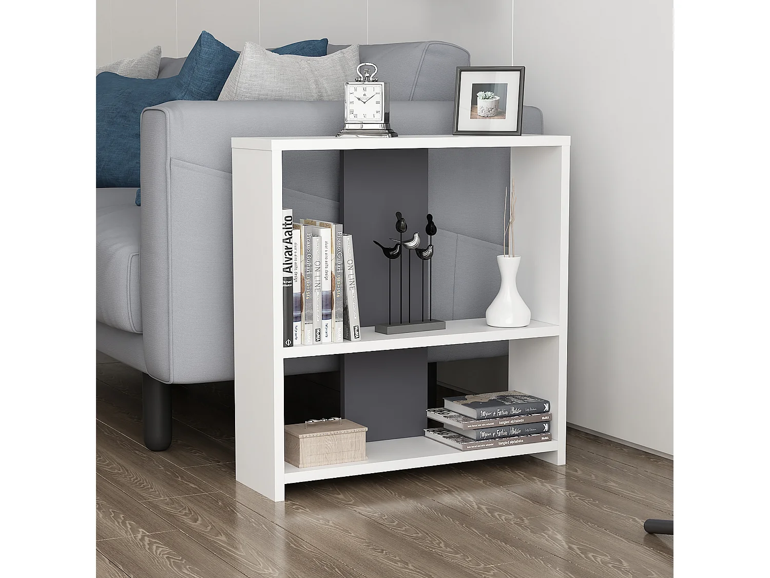 Étagère sur pied DOSI - blanc / anthracite, 60x62x17,6