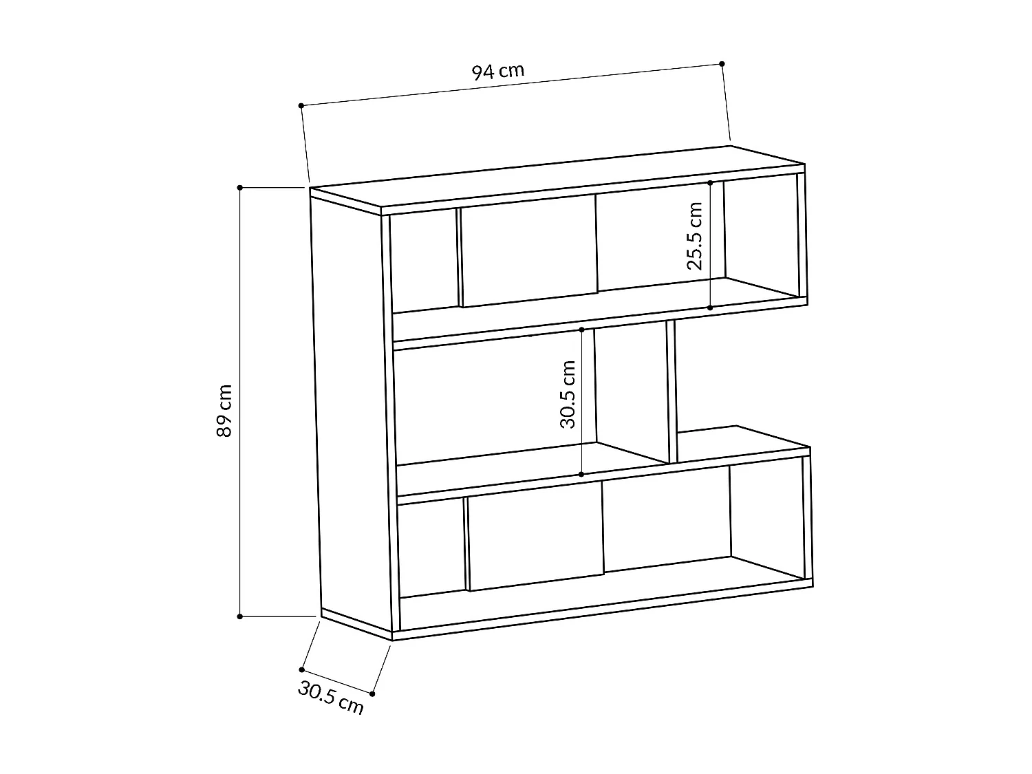 Bücherregal MOLLY - Anthrazit, 93,6 x 29,6 x 89 cm