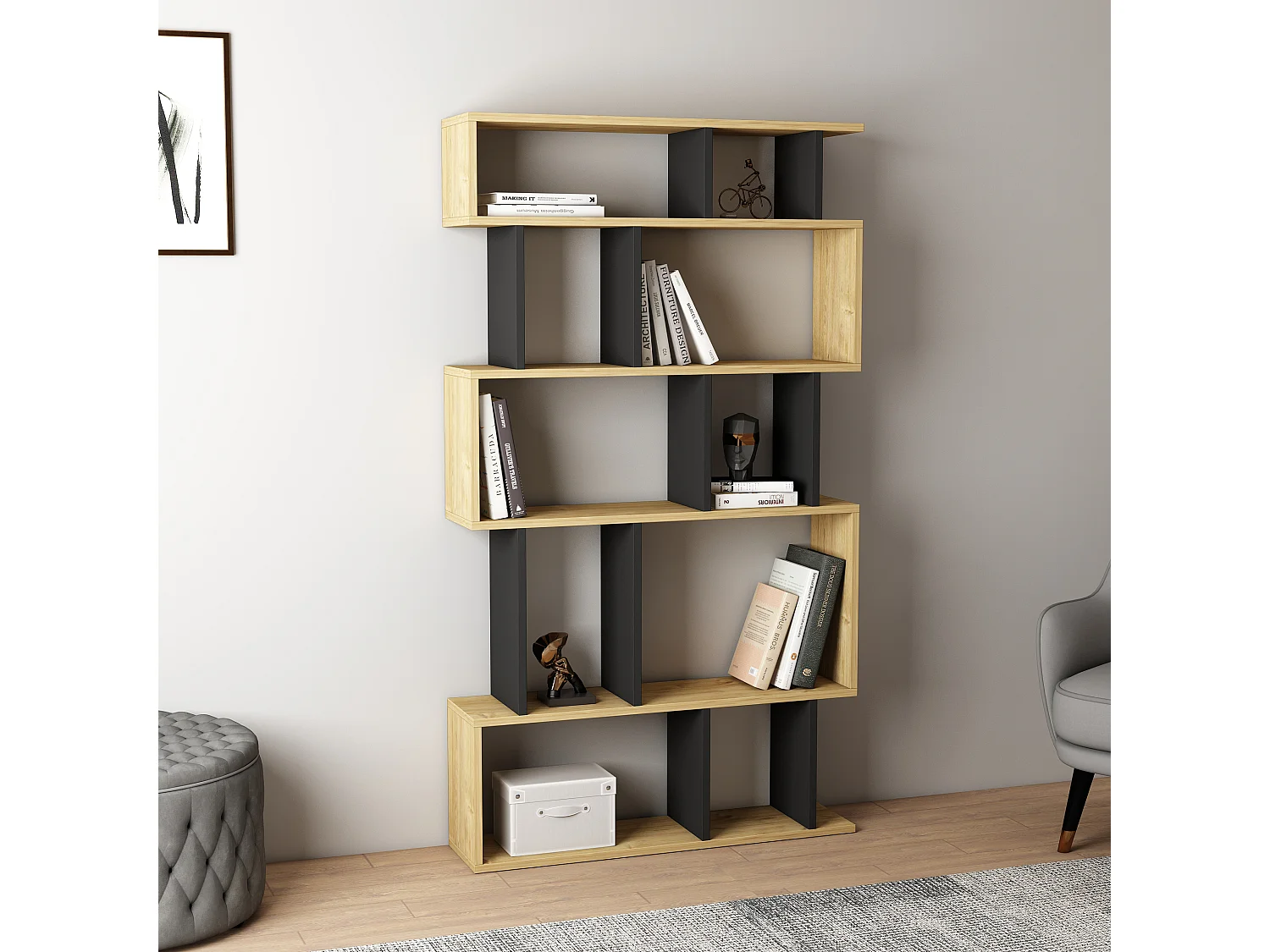 Standregal EROS WEIT- Eiche / Anthrazit, 90x160x22