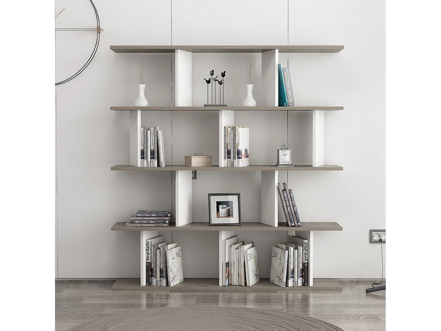 Bookcase JORIN- Wenge- Weiß, 130x137x25