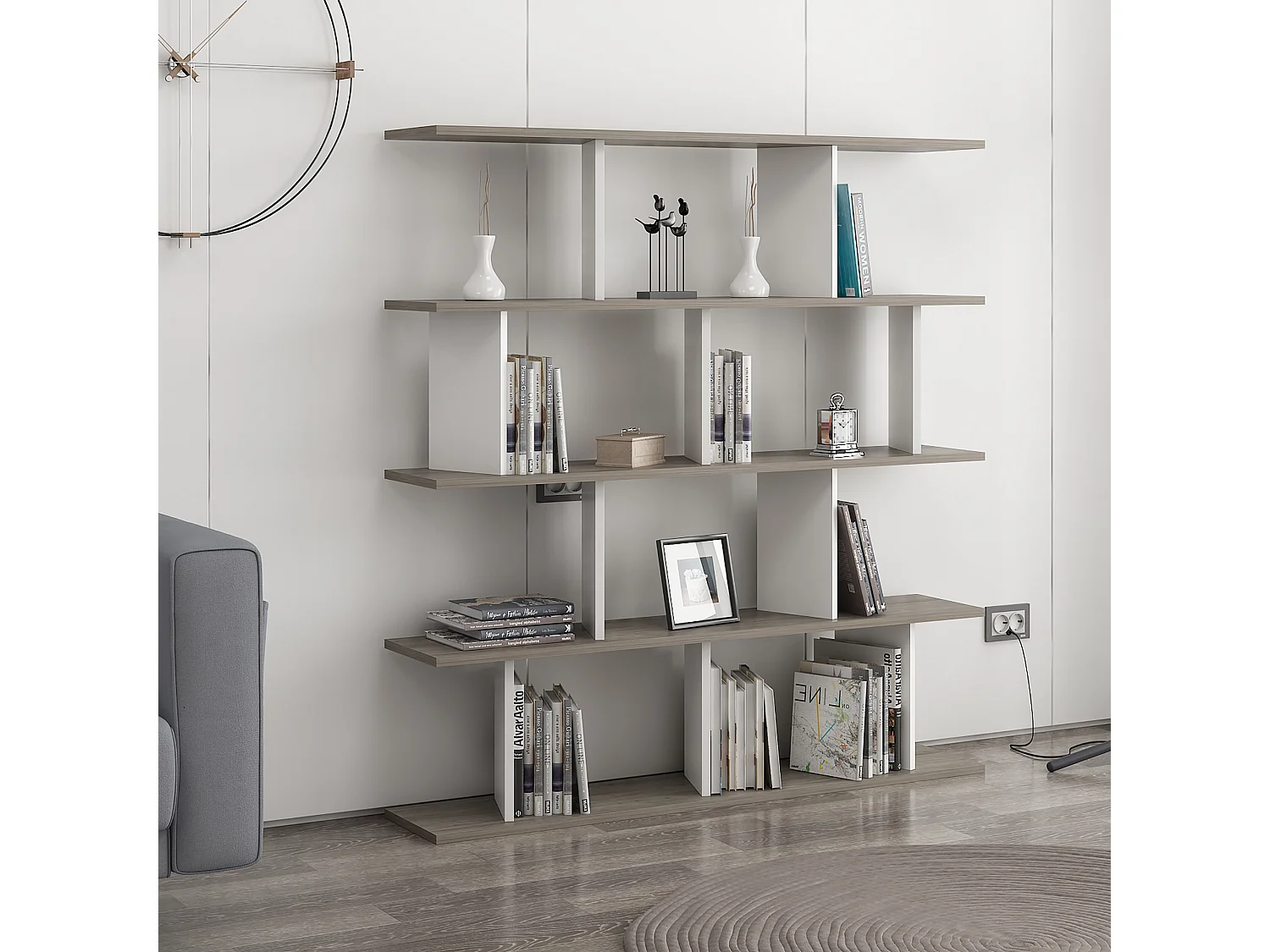 Bookcase JORIN- Wenge- Weiß, 130x137x25