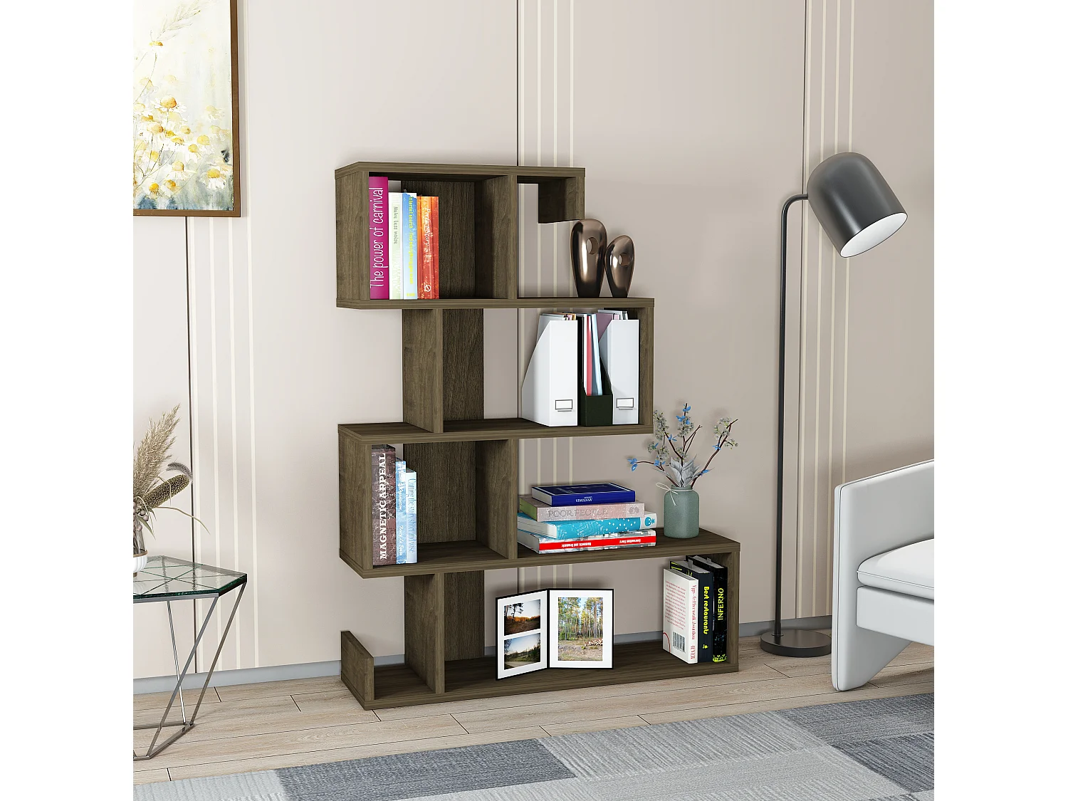 Boekenkast ARES- walnoot/walnoot, 80x103,8x23,8