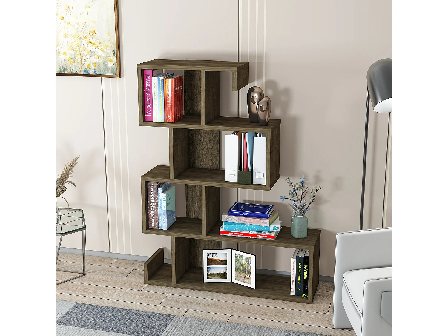 Boekenkast ARES- walnoot/walnoot, 80x103,8x23,8