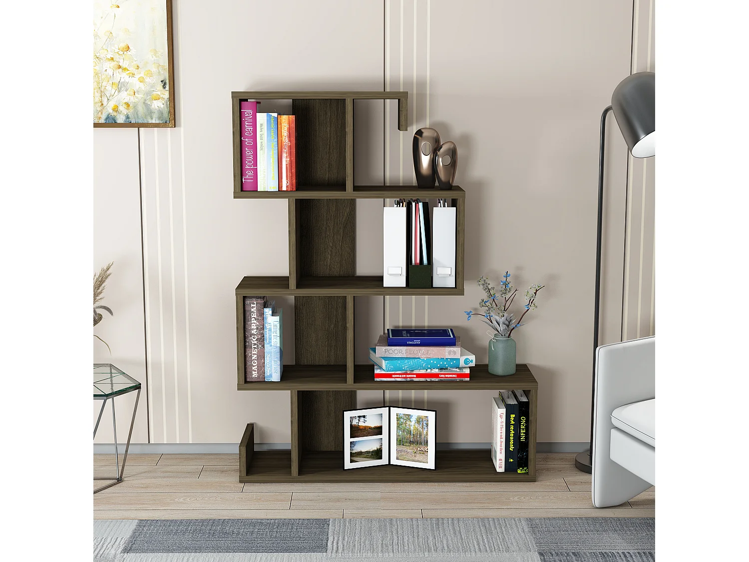 Boekenkast ARES- walnoot/walnoot, 80x103,8x23,8