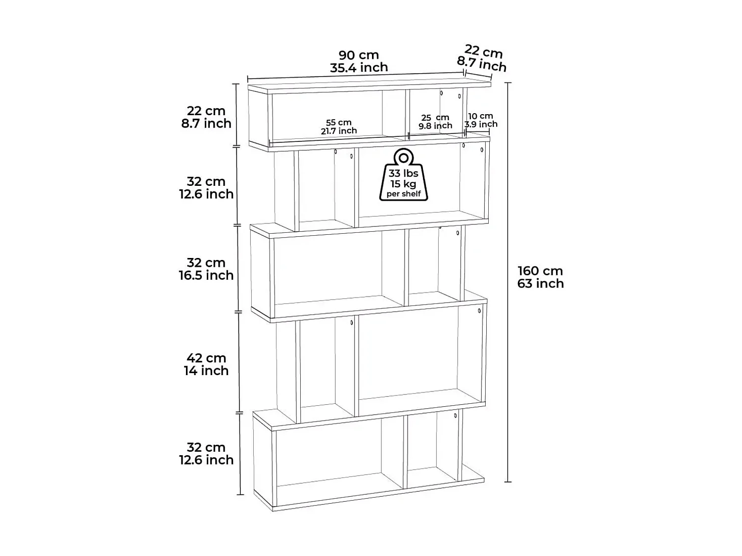 Staande plank EROS WEIT-Wit, 90x160x22