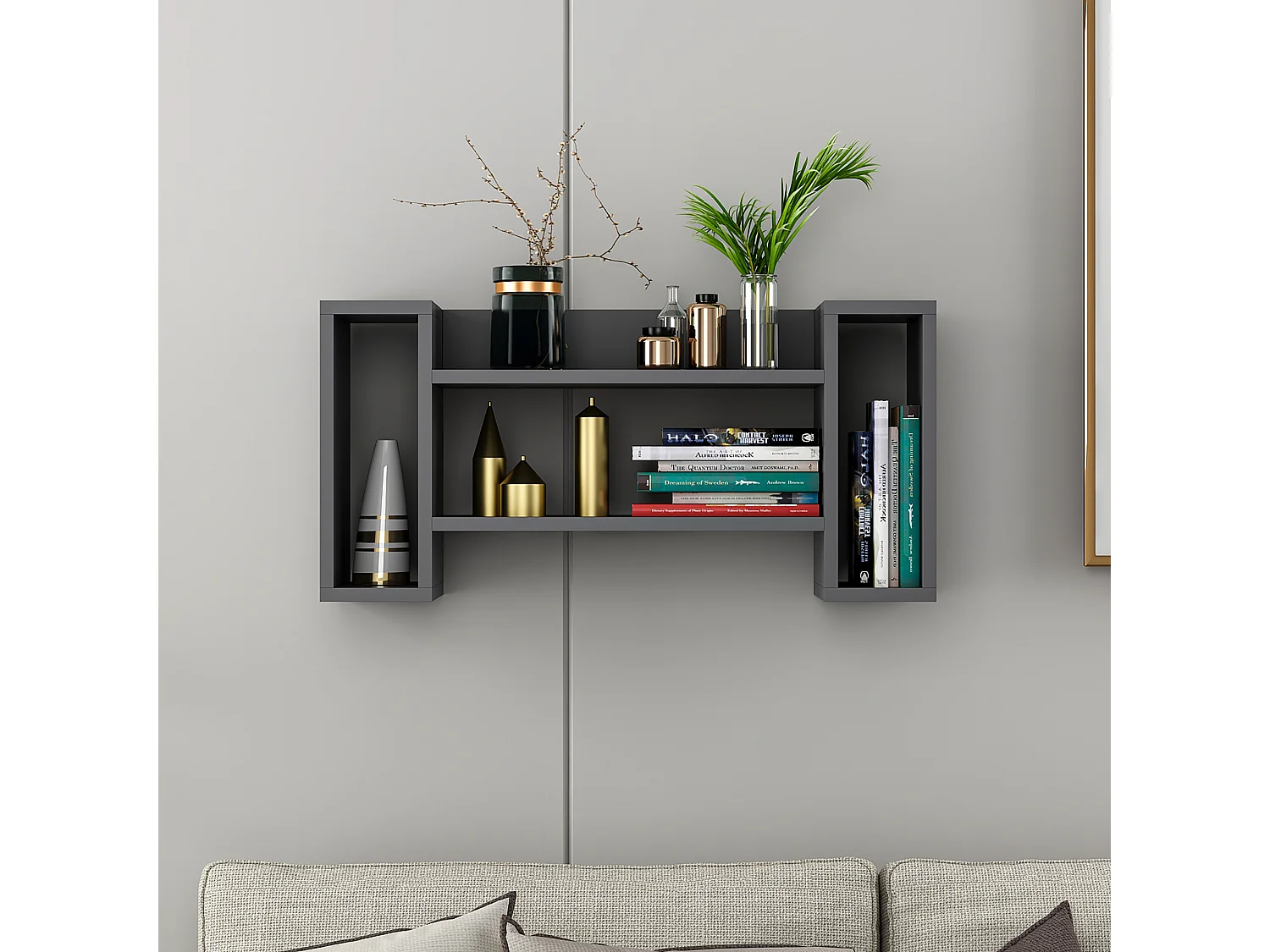 Etagère murale gris anthracite-blanc, 80X39X25