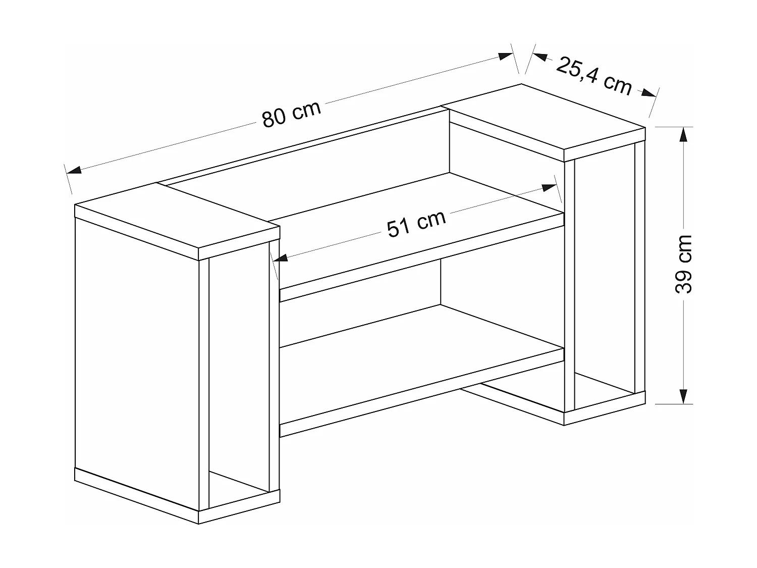 Etagère murale gris anthracite-blanc, 80X39X25