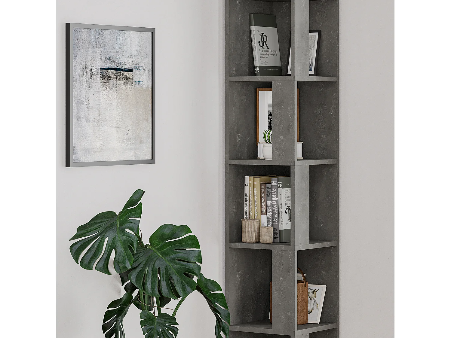 Etagère d'angle PIANO gris, 32x159x32