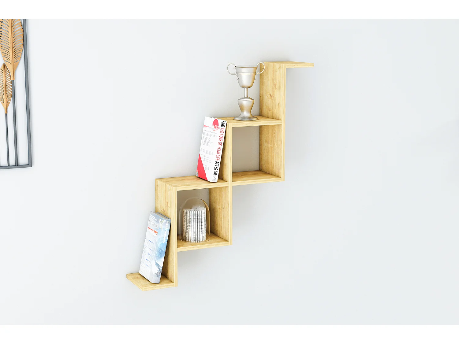Étagère murale NEMESIS-couleurs naturelles claires, 84x96x22